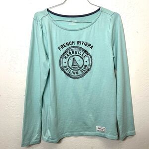 AUTHENTIC TALBOTS TEE SAILING CLUB LONG SLEEVE MINT GREEN SAILBOAT COTTON XS
